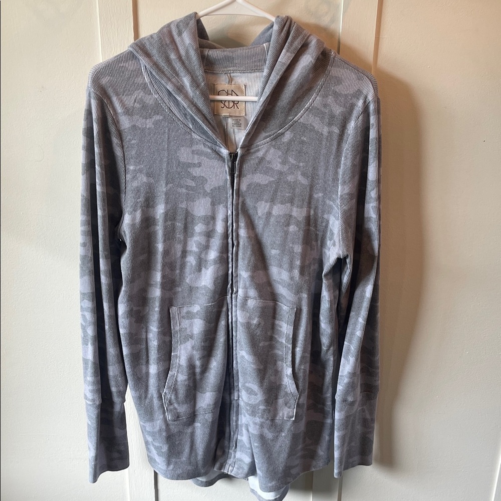 Gray Camouflage women’s tunic hoodie made by chaser